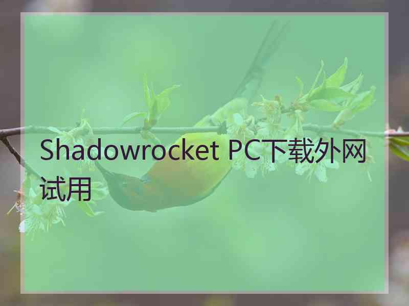 Shadowrocket PC下载外网试用