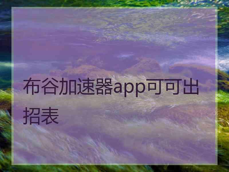 布谷加速器app可可出招表