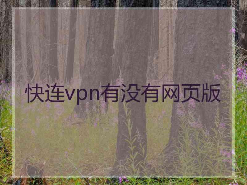 快连vpn有没有网页版