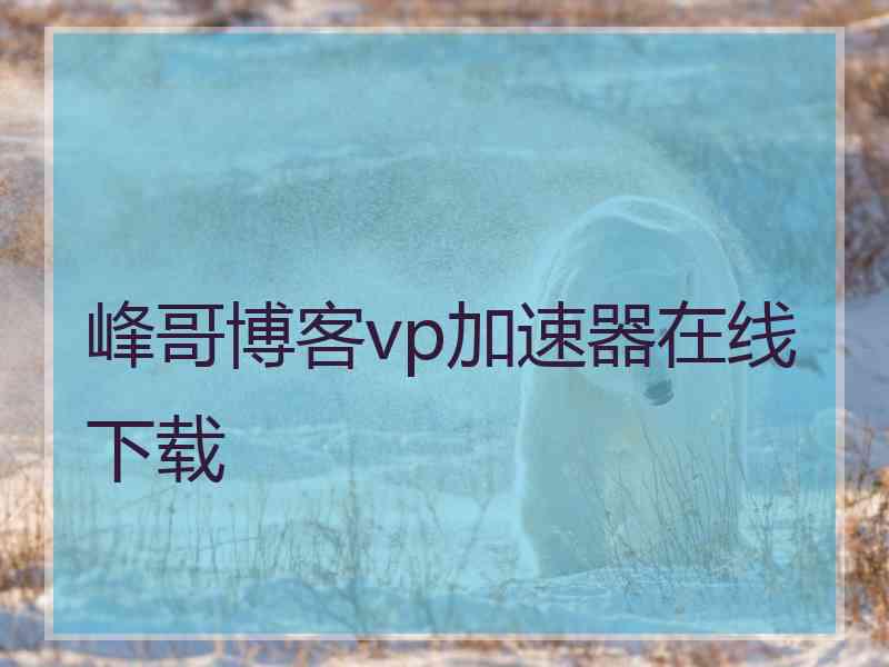 峰哥博客vp加速器在线下载