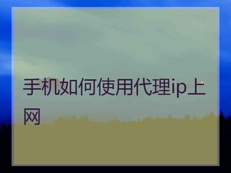 手机如何使用代理ip上网