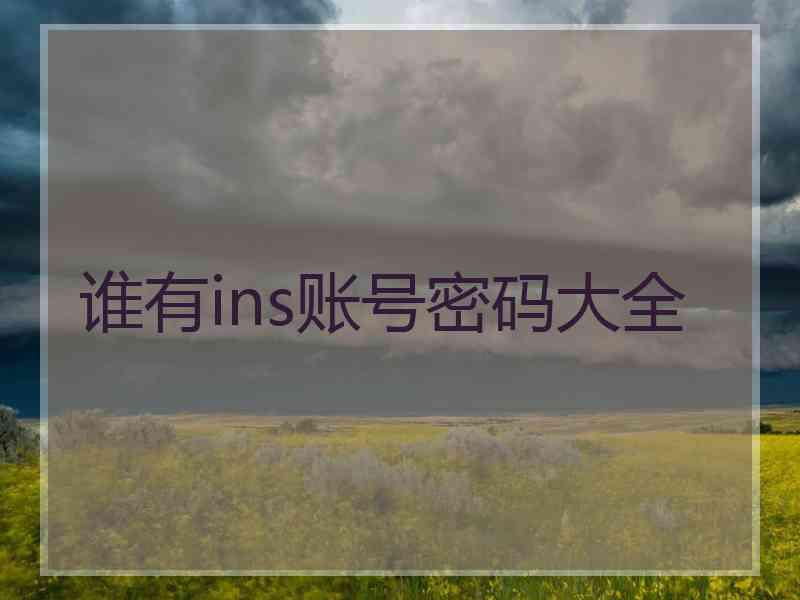 谁有ins账号密码大全
