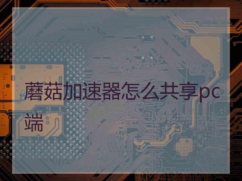 蘑菇加速器怎么共享pc端
