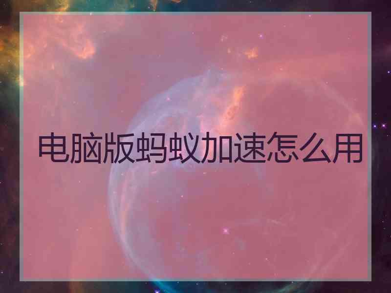 电脑版蚂蚁加速怎么用