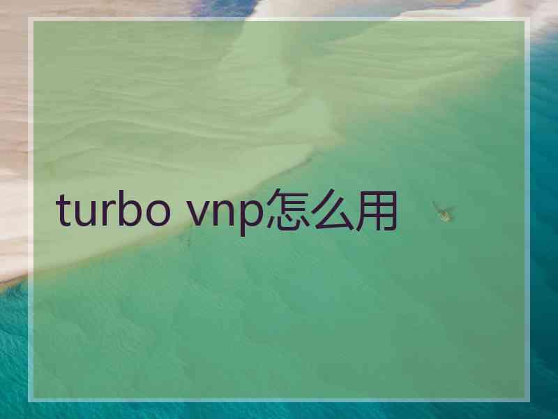 turbo vnp怎么用