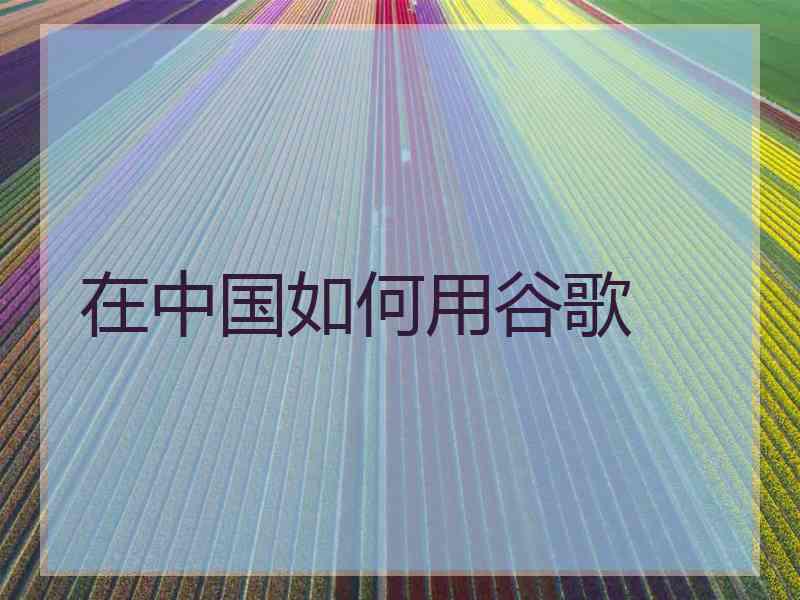 在中国如何用谷歌